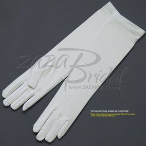 15.5″ Long 4-Way Stretch Matte Finish Satin Dress Gloves 8BL - Off White